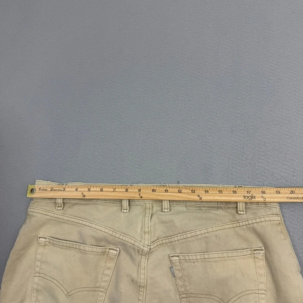 Vintage 90s Levis Silvertab Loose Denim Shorts 40 Baggy Beige Khaki Made in USA